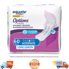 Equate Options Women’s Incontinence Pads, Leak Protection, Long Length, 60 Count