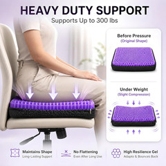 Extra Thick Large Pure Gel Seat Cushion for Long Sitting, Breathable Comfort Cus