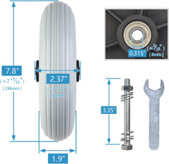 Wheelchair Caster/Wheels Assembly (Pair) 8 Inch Solid Tire Wheel 8X 2 (200X50
