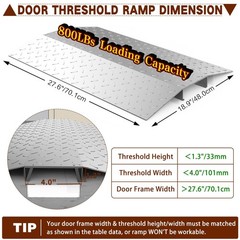 Door Threshold ramp 27.6″ W*18.9″ L, Metal Bridge Doorway Threshold ramp to g…