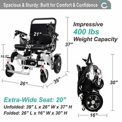 Foldable Electric Wheelchair 700W Motor 400 lbs Weight Capacity All Terrain