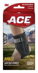 Ankle Brace with Side Stabilizers, Adjustable, Black, 1/Pack