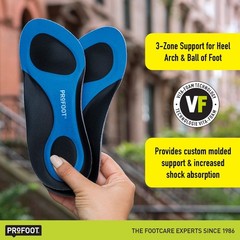 (3 pack) PROFOOT Triad Orthotic Insoles for Knee, Leg & Back Pain, Men’s 8-13