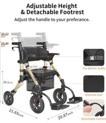 Folding Rollator Walker With Footrest Black Read Description