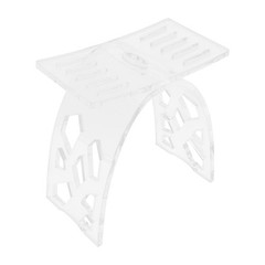 Clear Acrylic Shower Stool Floor Standing Bathroom Bench w/ Water Leaking Channe