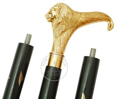 Humaira Nautical Solid Brass Lion Head Handle Wooden Walking Cane Handmade