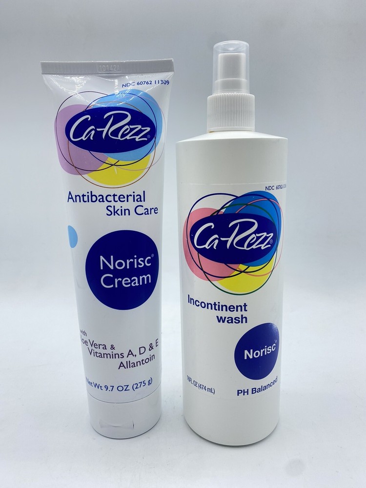 Ca-Rezz Antibacterial Norisc Cream 9.7 oz & Incontinent Wash 16 oz Lot Of 2 New