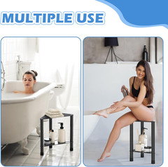Corner Shower Stool for inside Shower – 15.5In Shower Foot Rest with Storage