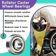 4PCS Rollator Caster Wheel Bearings, Wheelchair Bearings, Universal Wheel