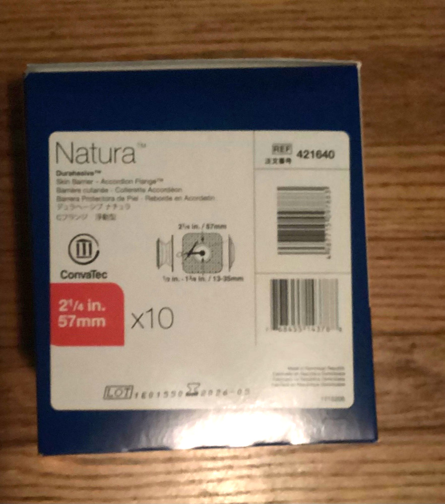 CONVATEC NATURA SKIN BARRIER. #421640.ACCORDION FLANGE. 2 1/4 in. 57 mm. 10/box.