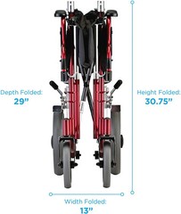 NOVA Lightweight Transport Chair, 300lbs Capacity, 12” Rear Wheels, OPEN BOX RED