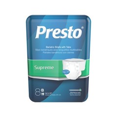 Drylock Presto Supreme Briefs Bariatric XXX-Large 78-95″ 8 Briefs per Bag 4 Bags