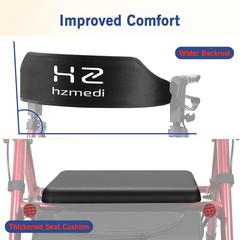 Foldable Rollator Walker for Seniors with Seat, 8″ Wheels, Dual Height Adjust