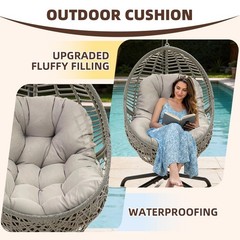 Wicker Egg Chair Cushion Replacement for Outdoor 47″L*35″W*3.5″T, Blue