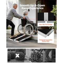1. 2FT 800LBS Aluminum Folding Wheelchair Ramp Non Slip for Home Steps Doorway