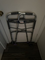 Foldable Adjustable Height 2-Wheel Walking Frame Walker, Indoor, Gray
