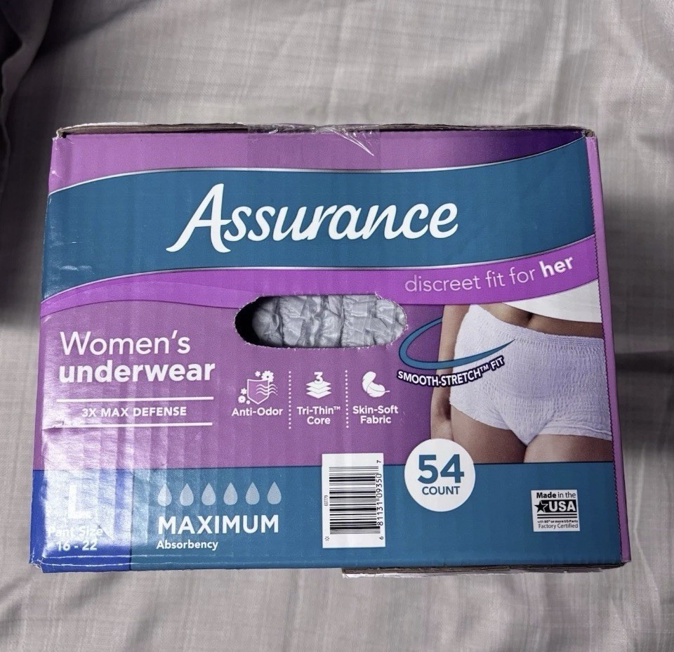 Assurance Women’s Maximum Absorbancy Underwear, Large , (54 Count)