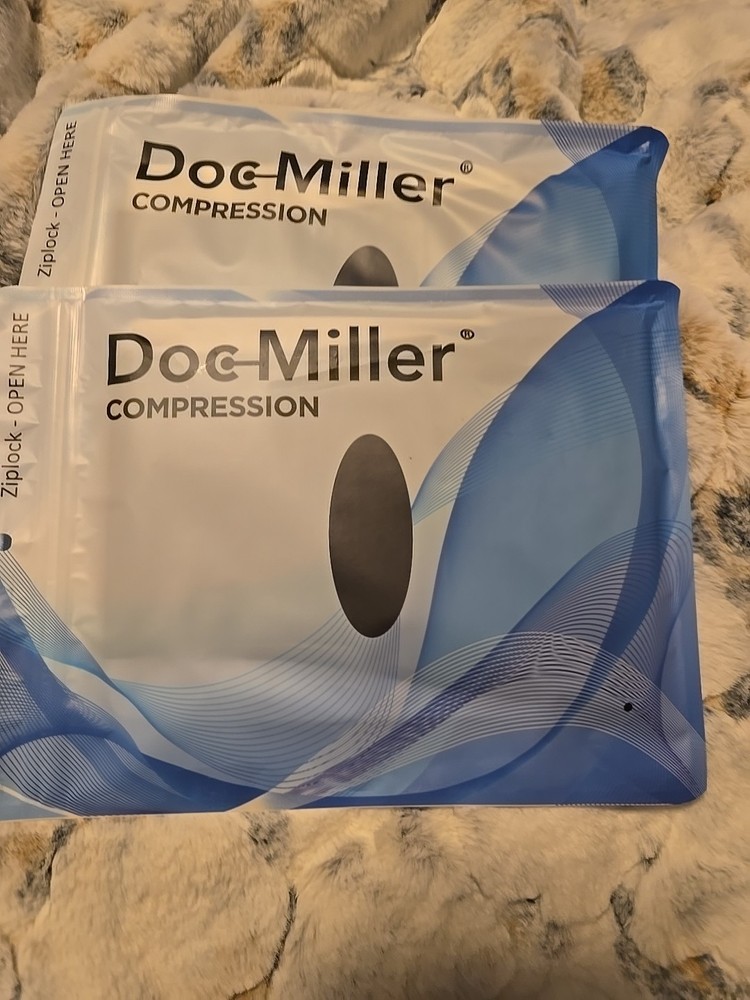 2 Doc Miller Open Toe Compression Socks 15-20mmHg Recovery Varicose BLACK