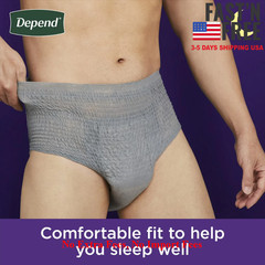 2Pack Depend Night Defense Men’s Incontinence Underwear, L, 22 Ct, Adult Diapers