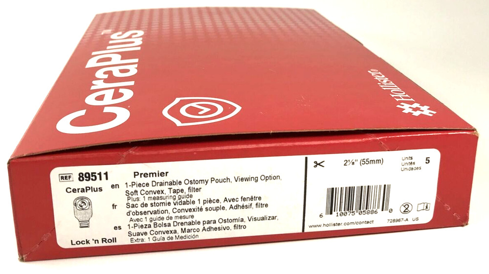 5 Hollister 89511 Premier Convex 1-Pc Pouches 2⅛“ Cut to Fit Expires 2029