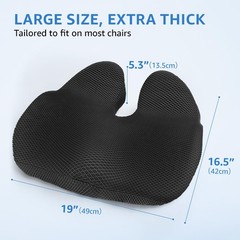 Sytopia Extra Large Office Chair Cushion, 19″ x 17″ Ergonomic Memory Foam Sea…