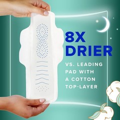 Always Pure Cotton FlexFoam Pads, Extra Heavy Overnight Absorbency, 54 Count