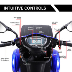 Heavy Duty 4-Wheel Mobility Scooters 31 Miles 3-Speed 800W 500lbs Capacity