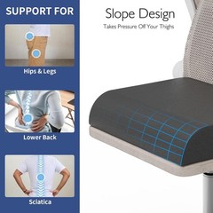 YOUFI Seat Cushion 4″ Memory Foam PU Leather for Sciatica & Back Pain 18x16x4″