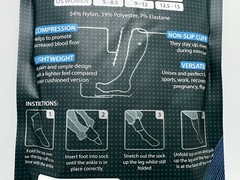 RYMORA Unisex BLACK Plain COMPRESSION SOCKS Lightweight, Non-Slip Cuff , 1 Pair