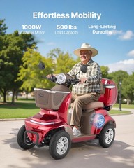 VEVOR Heavy Duty 4-Wheel Mobility Scooters 21.5 Miles 3-Speed 500lbs Capacity