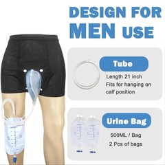 Male Wearable Incontinence Pants Silicone Urine Funnel Collector Urinal Leg Bag