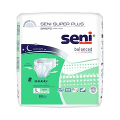 Seni Super Plus Briefs, Large, Unisex, 45 in, 59 in, 9 ct