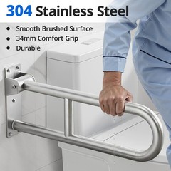 Wall-Mounted Toilet Grab Bar, 304 Stainless Steel Folding Support Rail for Senio