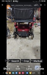 jazzy wheelchair red in color, heavy duty, 500 pound compacaty, new batteries