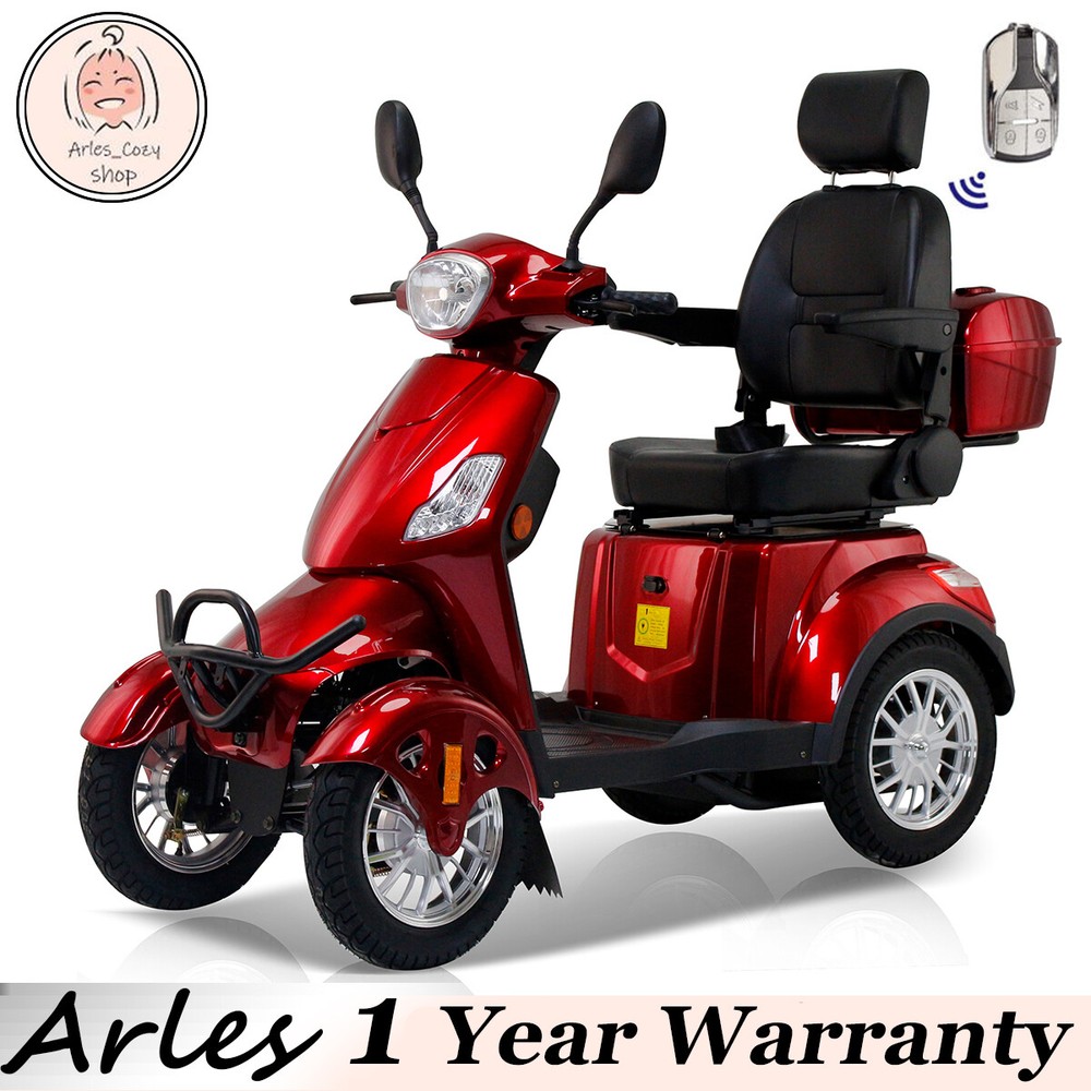 Heavy Duty 4-Wheel Mobility Scooters 31 Miles 3-Speed 800W 500lbs Capacity Red
