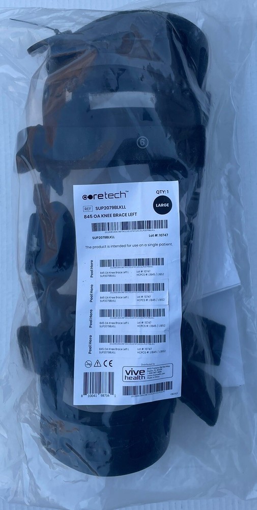 Coretech Dual 845 OA Knee Brace Large Left SUP2079BLKLM Comfortable NEW