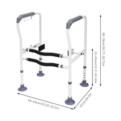 Adjustable Toilet Safety Rails for Seniors Handicap 440lbs w/ Anti-slip Armrest