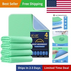 4 Pack 24” x 24” Extra Heavy Absorbency Washable Underpads, Waterproof Nursin…