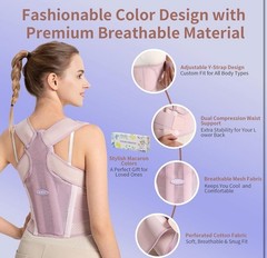 Back Brace Posture Corrector for Women – Medium – Pink-