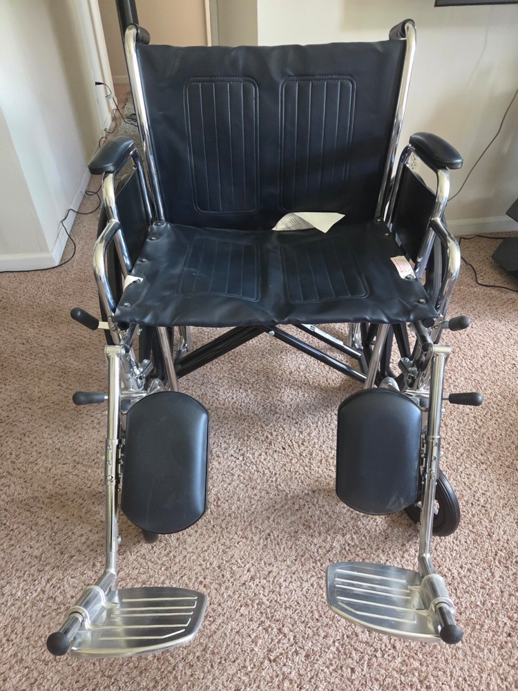 Medline Excel 22″ Extra-Wide Wheelchair, Elevating Leg Rests – Never Used No Box