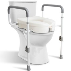 WeHwupe Raised Toilet Seat with Handles for Elderly – Regular, White