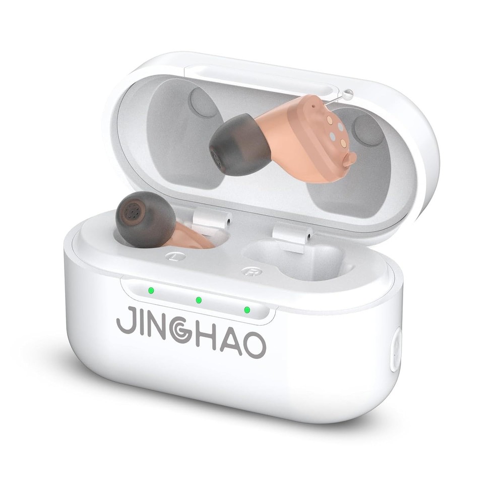 Jinghao CIC Hearing Aids for Seniors Reachargeable with Charging Case Nearly Inv