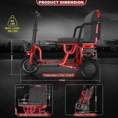 Foldable Travel Mobility Scooter 21 Miles 700W 3-Wheel 4 Speed fit Senior Adults