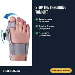 NOMIDOJO Orthopedic Bunion Corrector Toe Alignment Brace Gray One Size