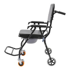 Foldable Shower Chair with Wheels 4-in-1 220.46lbs Rolling Bath Seat Black