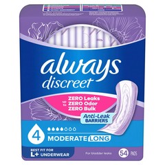 Incontinence Pads, Moderate Absorbency, Long 54 Count