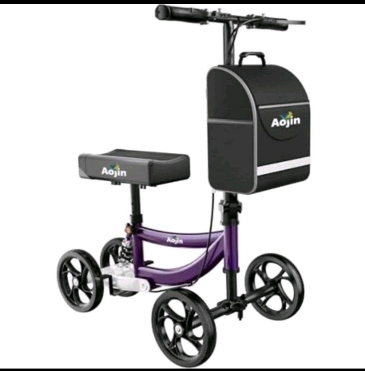 Aojin Rollator Walker Purple 4 Wheels Shock Absorbers Enhanced Stability 300 lb