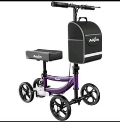 Aojin Rollator Walker Purple 4 Wheels Shock Absorbers Enhanced Stability 300 lb