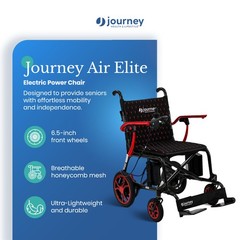Journey Air Elite Lightweight Foldable Electric Power Chair for Adults, Red