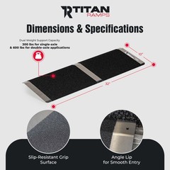 Titan Ramps 10 Inch Aluminum Threshold Ramp for Doorways (Open Box)